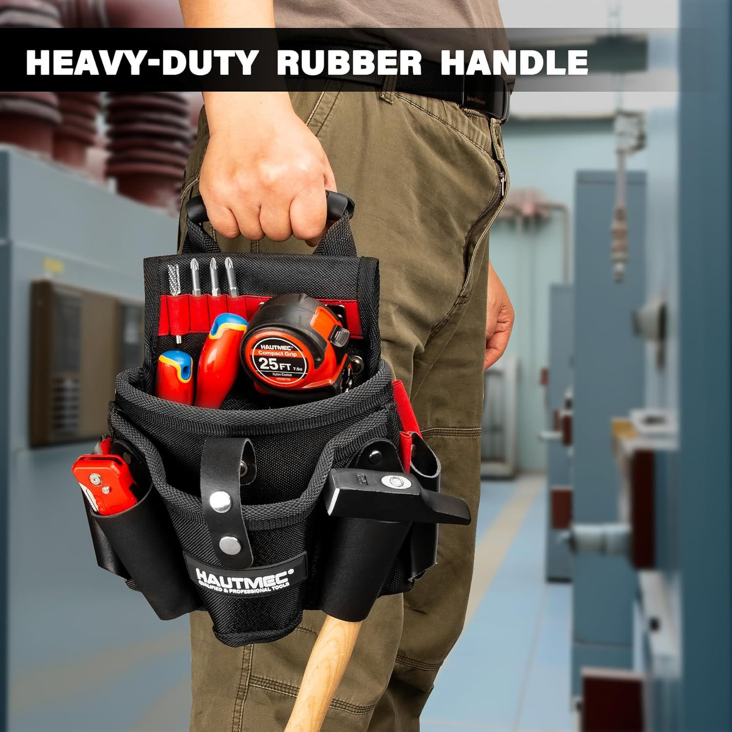 Heavy-Duty Tool Pouch with Drill Holster & Multi-Pockets – HT0410