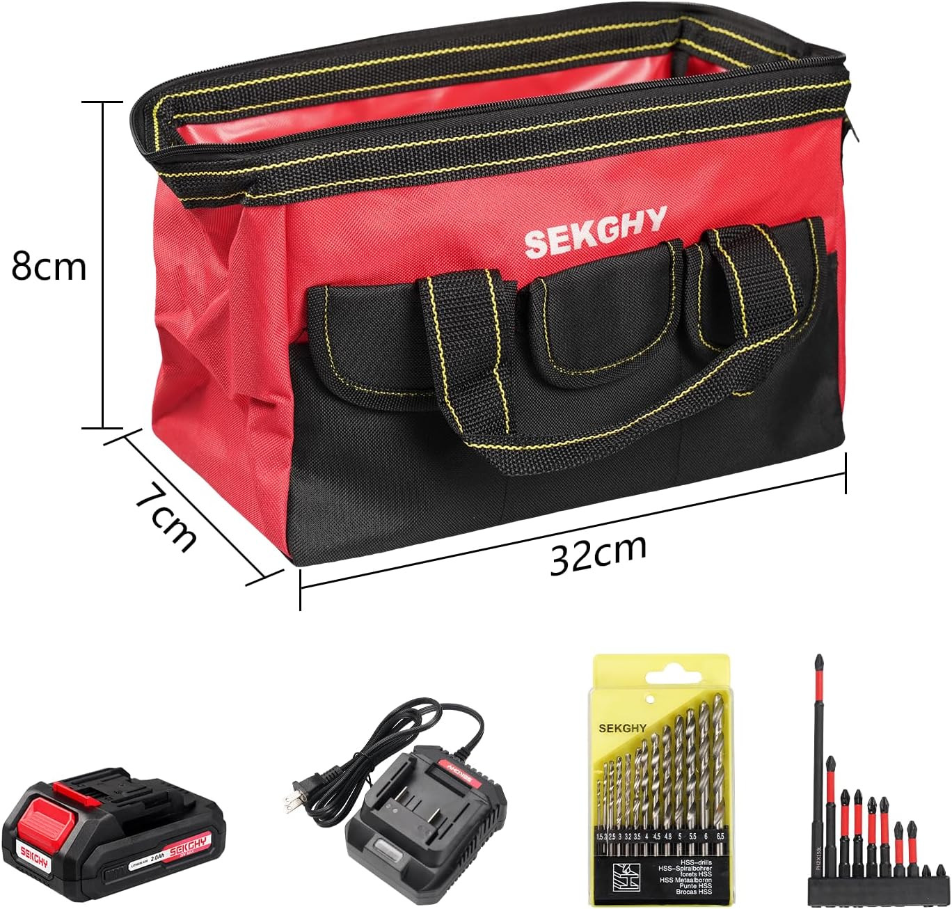 13-Inch Tool Bag Power Drill Drivers Storage Bag,Waterproof Hard Bottom, Heavy D