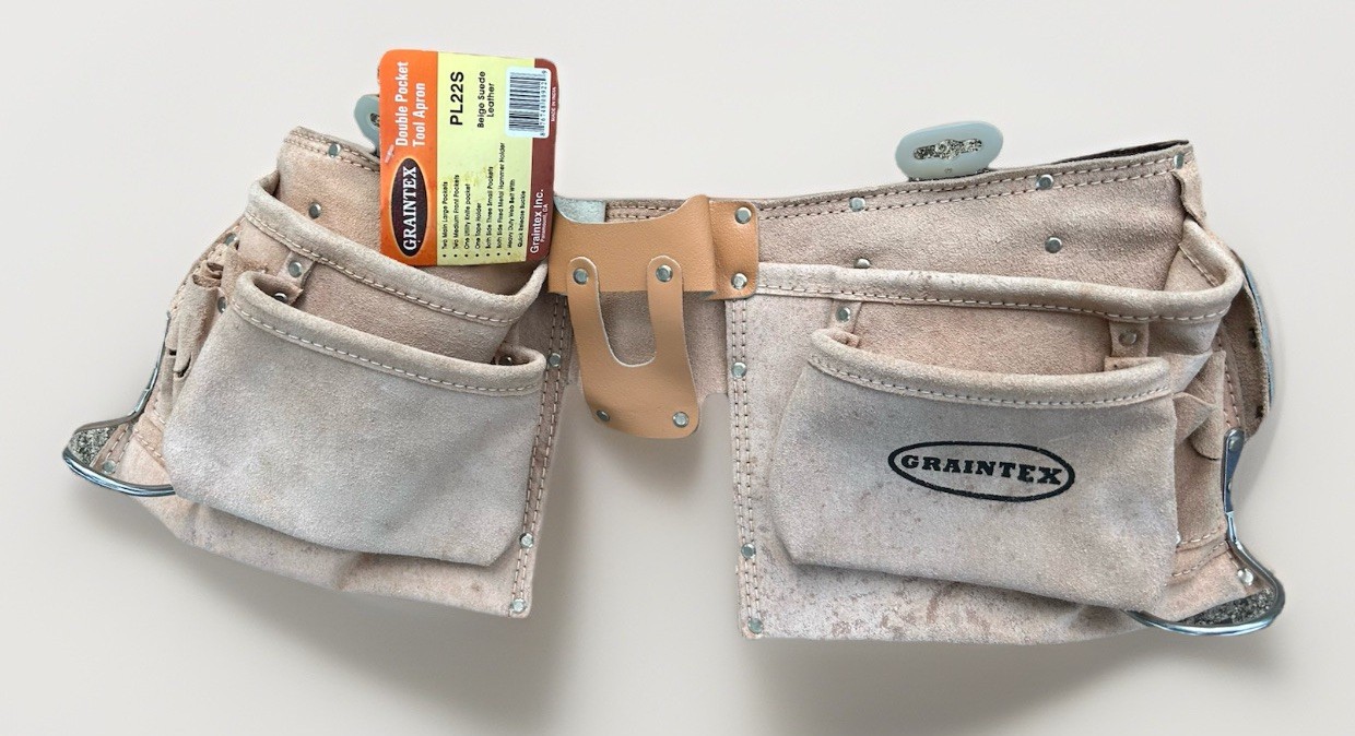Graintex Double Pocket Suede Leather Tool Belt Apron Beige PL22S New