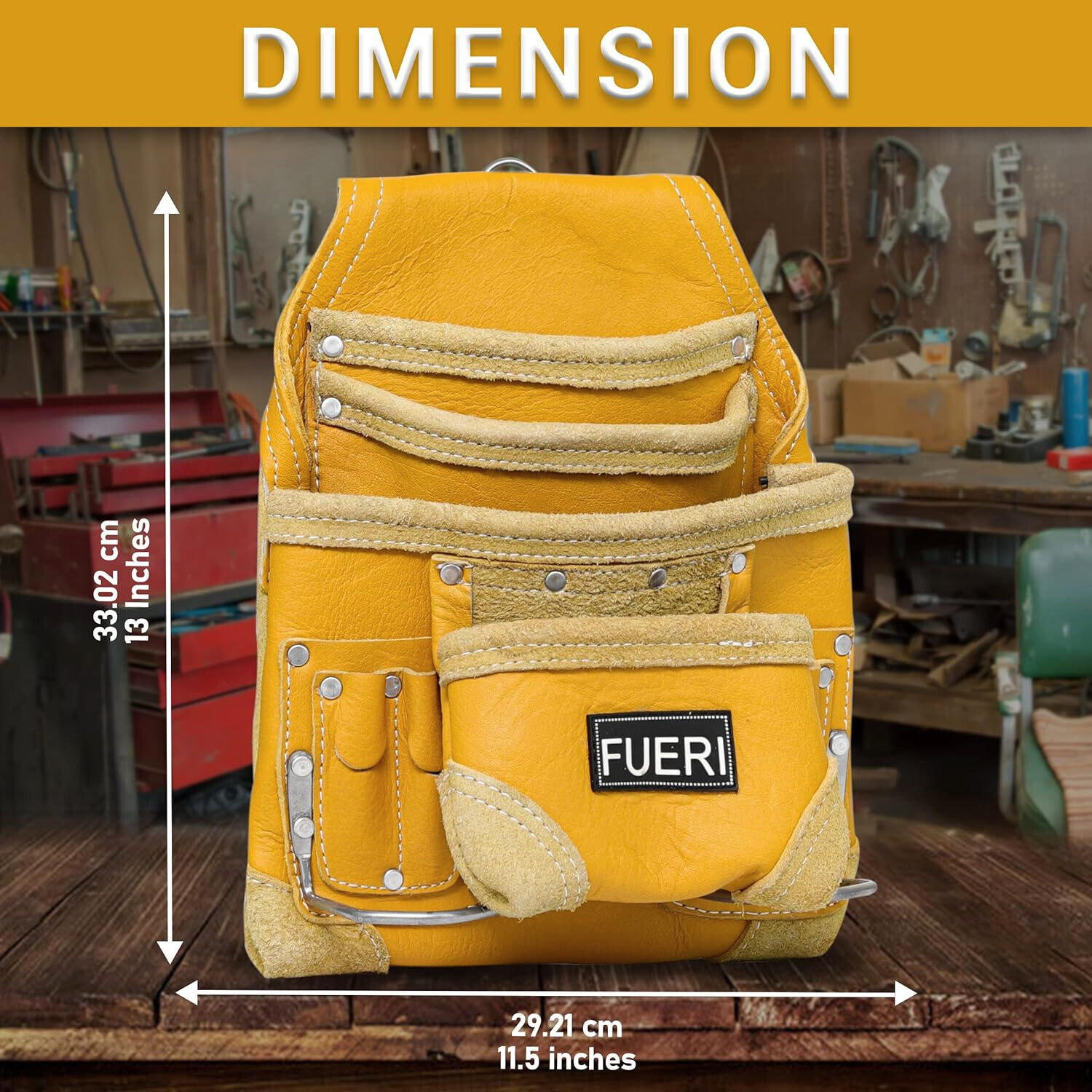 Leather Tool Pouch 10 Pocket Carpenters Electricians Framers Handyman Tool bag