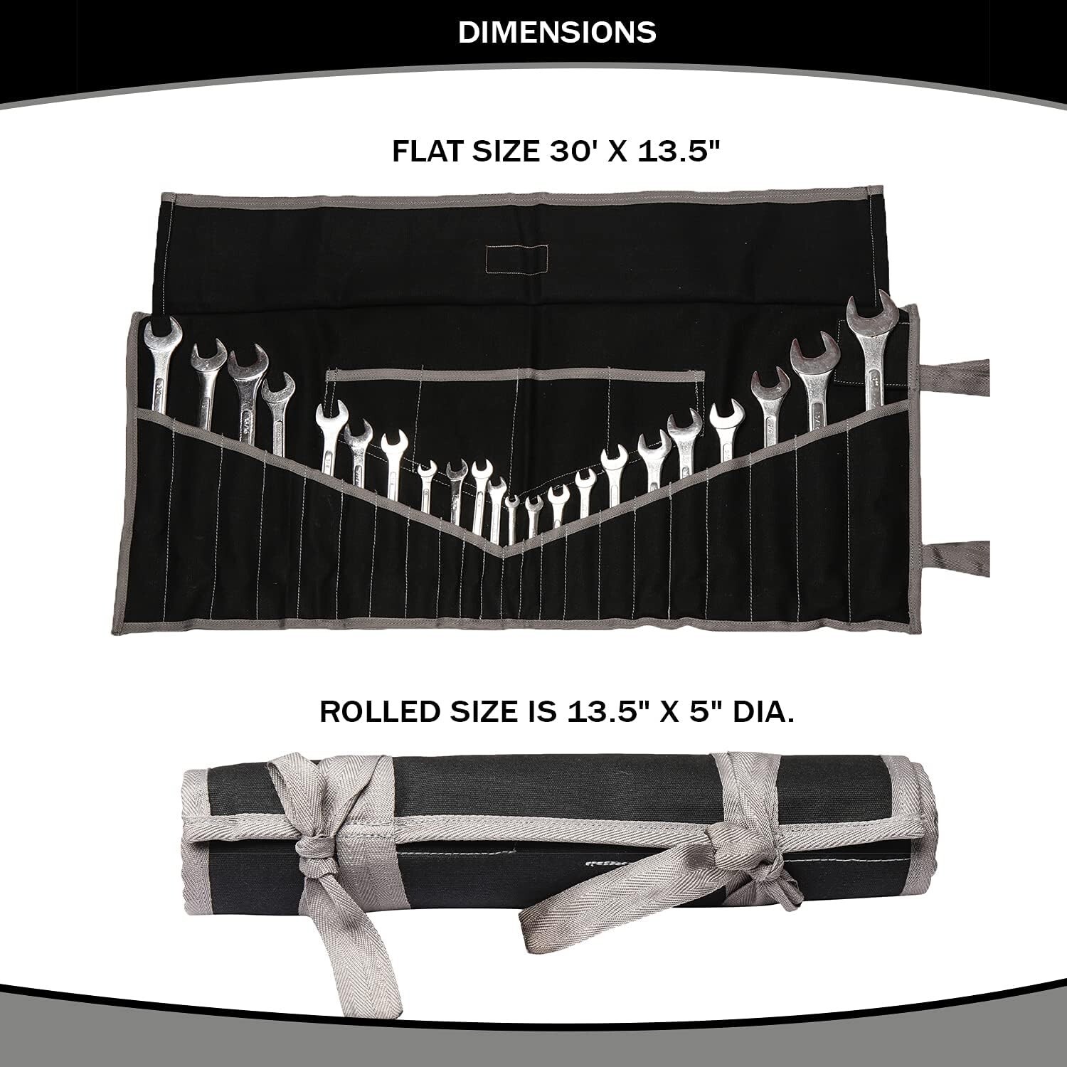 26-Pocket Handcrafted Waterproof Tool Bag – Black Heavyweight Duck Canvas