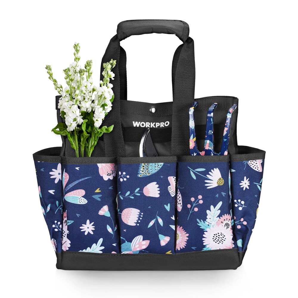 WORKPRO 12″ Garden Tool Bag Tote Bag Heavy Duty 9 Pocket Oxford Tool Storage Bag
