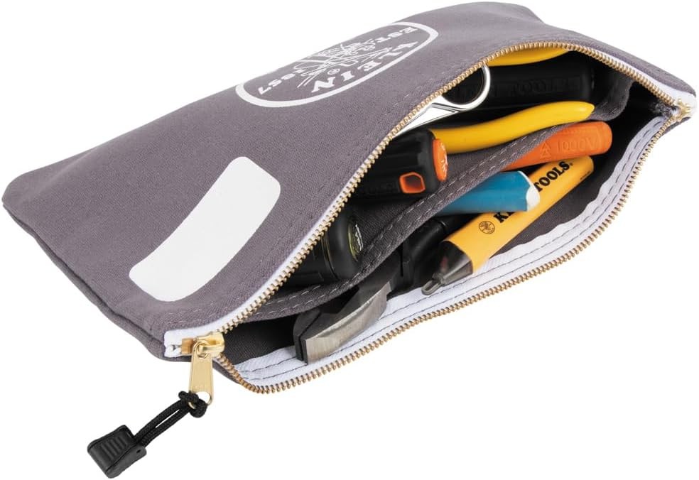 Klein Tools 55578 Zipper Bag with Divider, No. 10 Canvas, 7-Inch x Gray