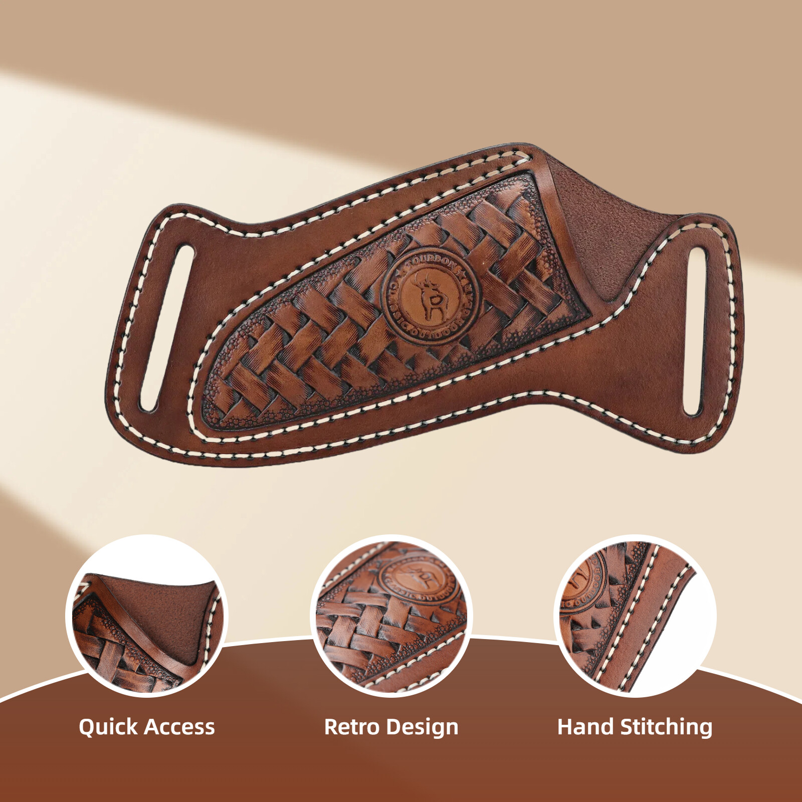 Vintage Leather Fixed Blade Knife Sheath Belt Pouch EDC Knives Carry Pouch