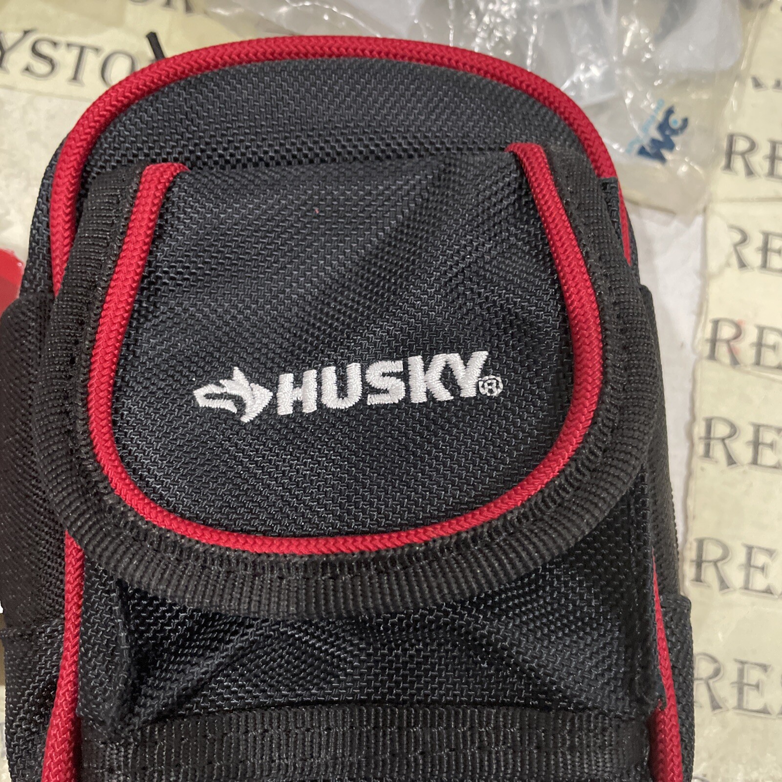 Husky 4.5 in. Clip-On Tool Belt Pouch 3 Pockets Durable Heavy Duty 570 971