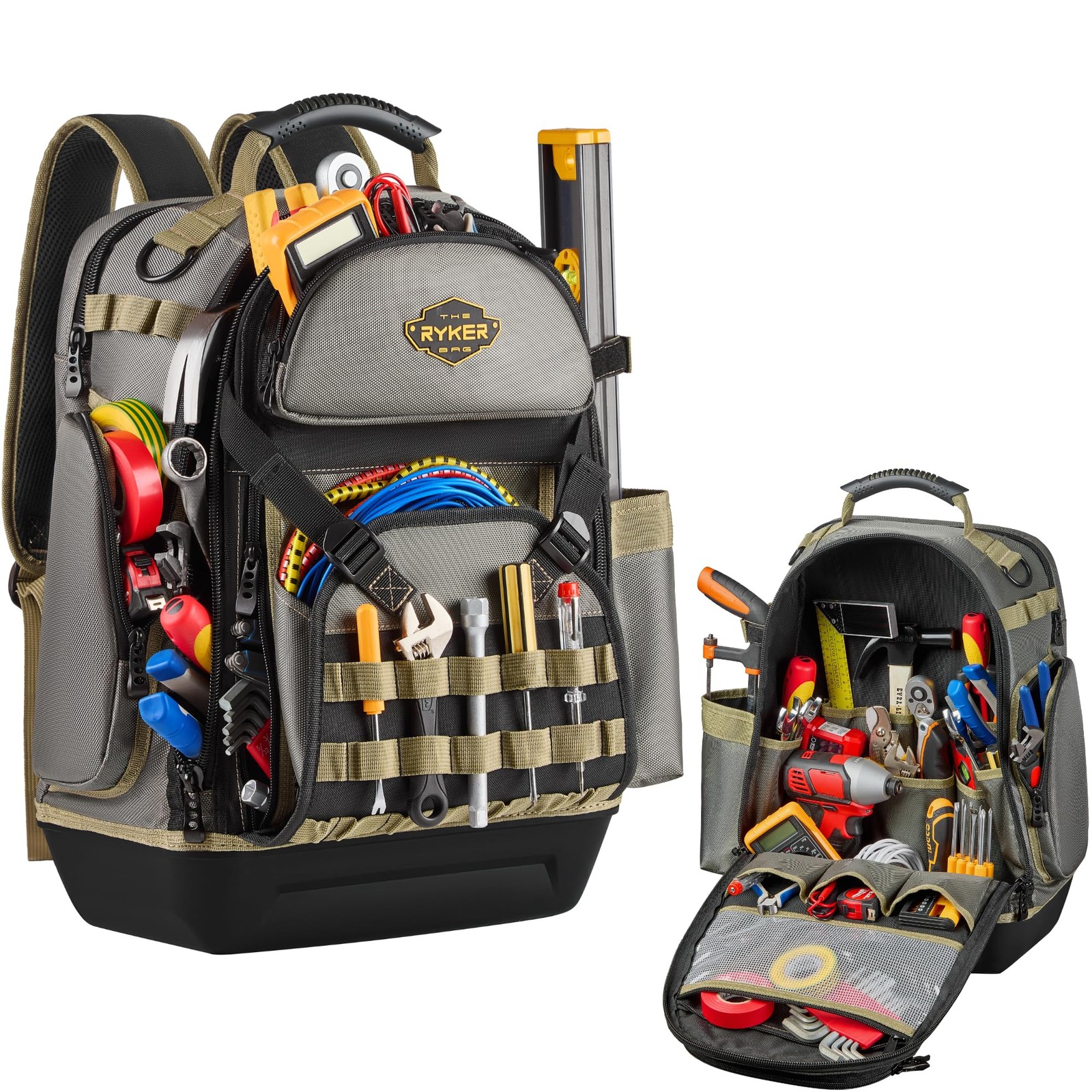 The Ryker Bag Tool Backpack, Heavy Duty Electrician Tool Bag for Contractors,…