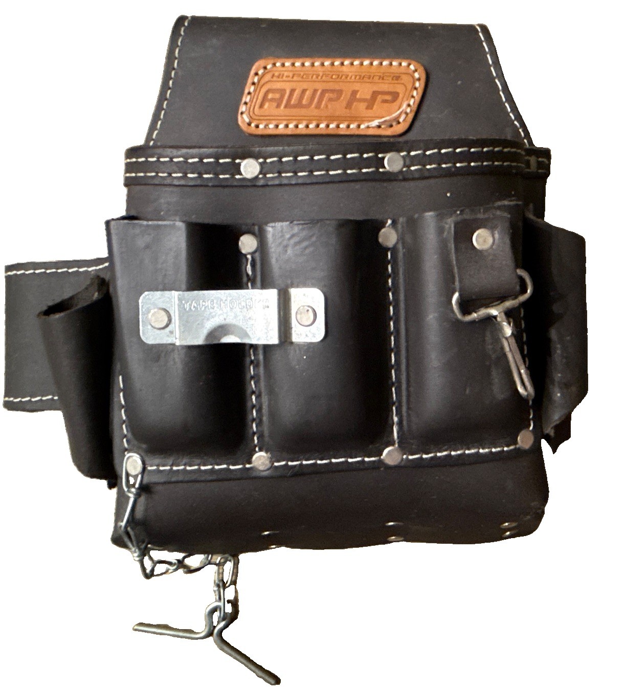AWP HP – Leather Tool Pouch with Belt Clip, Tape Holder & Chain T-Bar – unused
