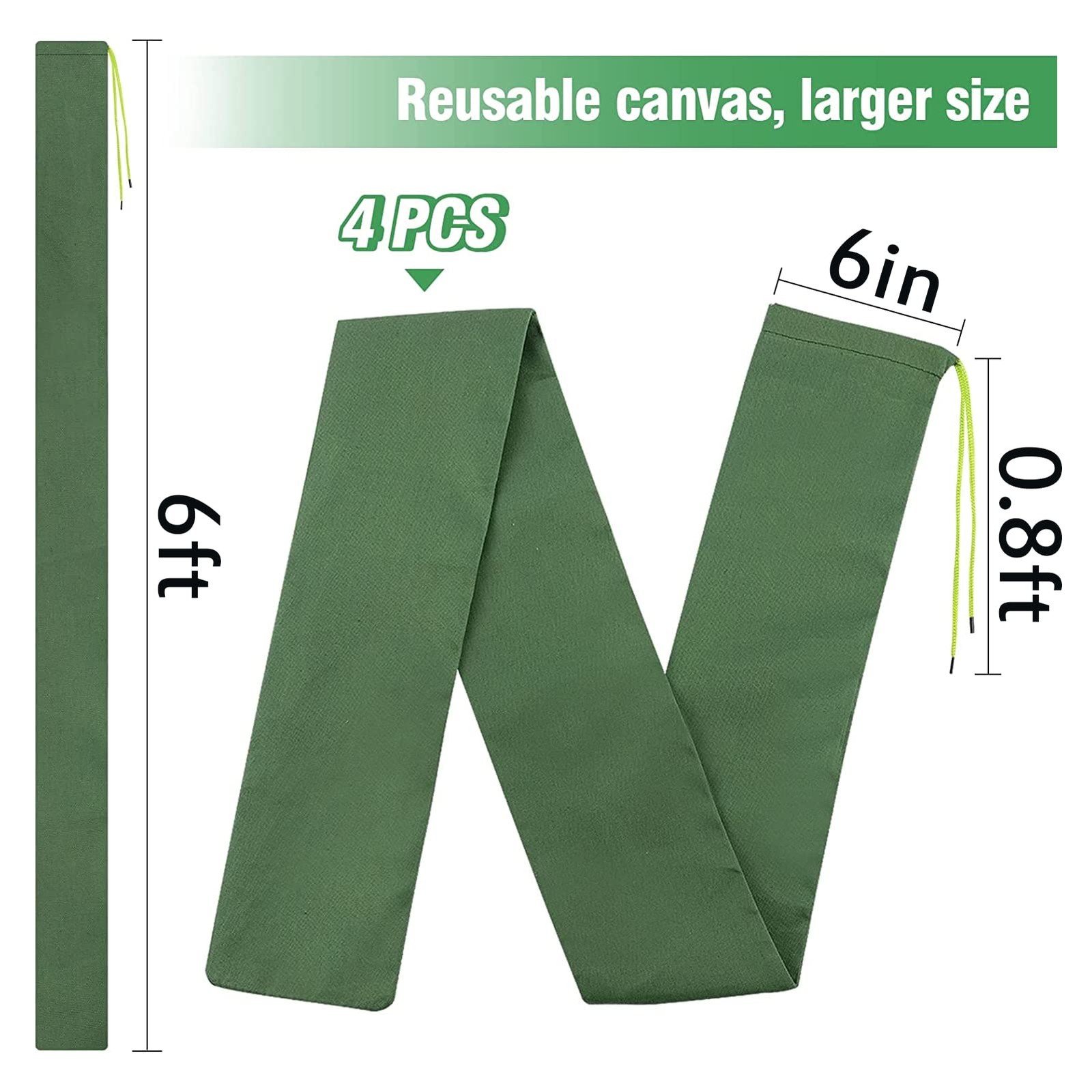 4 Pcs 6′ × 6″ Long Sand Bags for Flooding – Thickened Canvas Flood 6ft-4Pcs