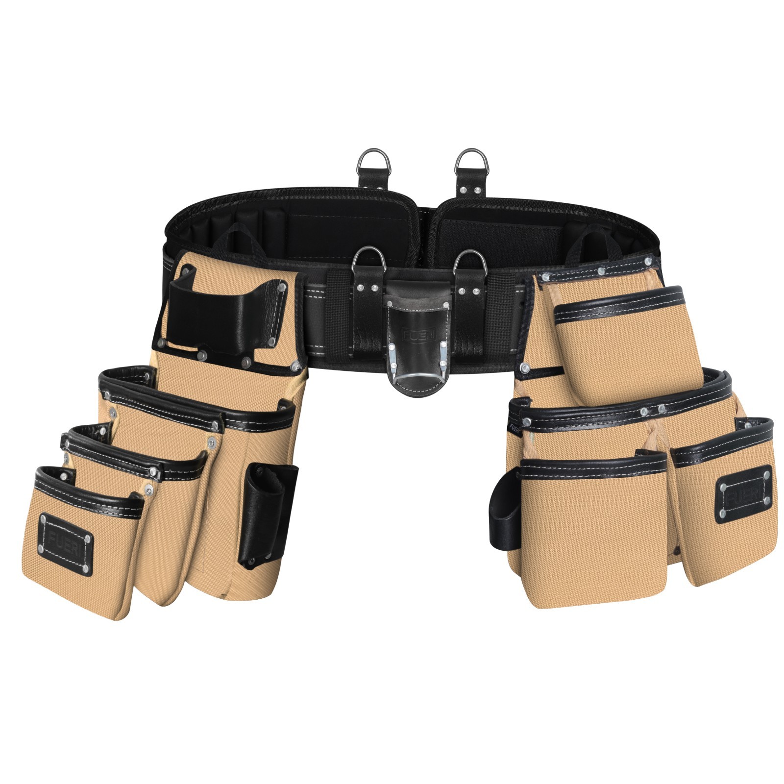FUERI Electricians Heavy Duty 26 Pocket Leather Nylon Tool Belt Bag Carpenter