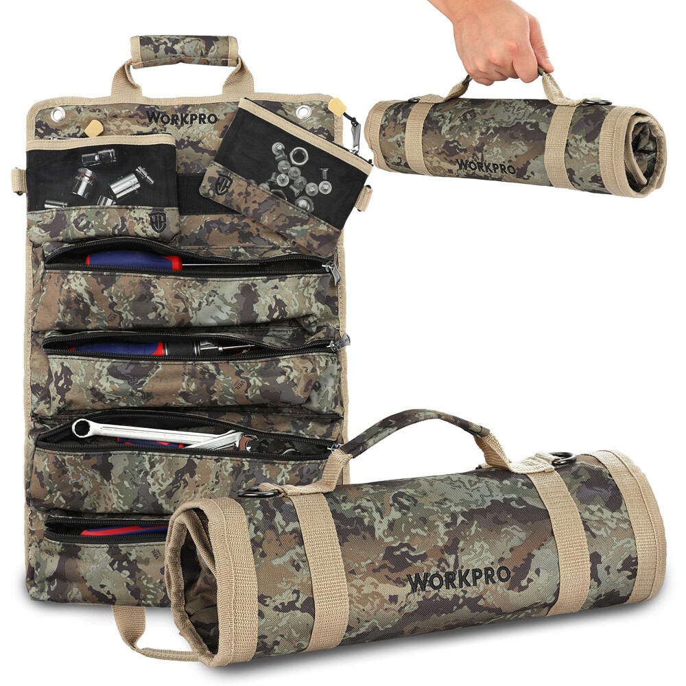 WORKPRO Roll Up Tool Bag Heavy Duty Tool Organizer 6 Pockets Tool Roll Organizer