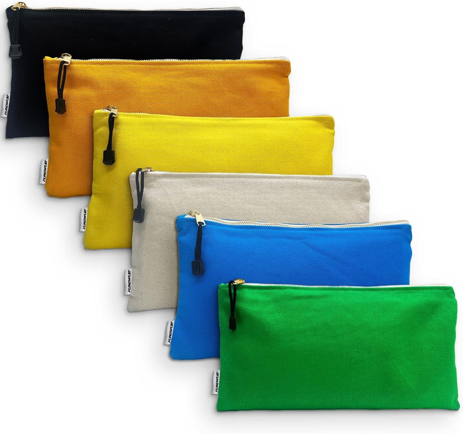 Washable 6 Pack Canvas Tool Bag Set – Heavy Duty, Durable, 12.5 x 7-Inch Pouches