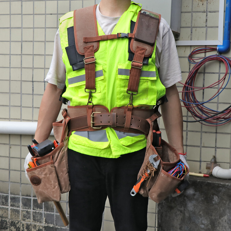 TOURBON Electrician/Carpenter/Framer Tool Contractor Vest Suspender Rig Beltbag