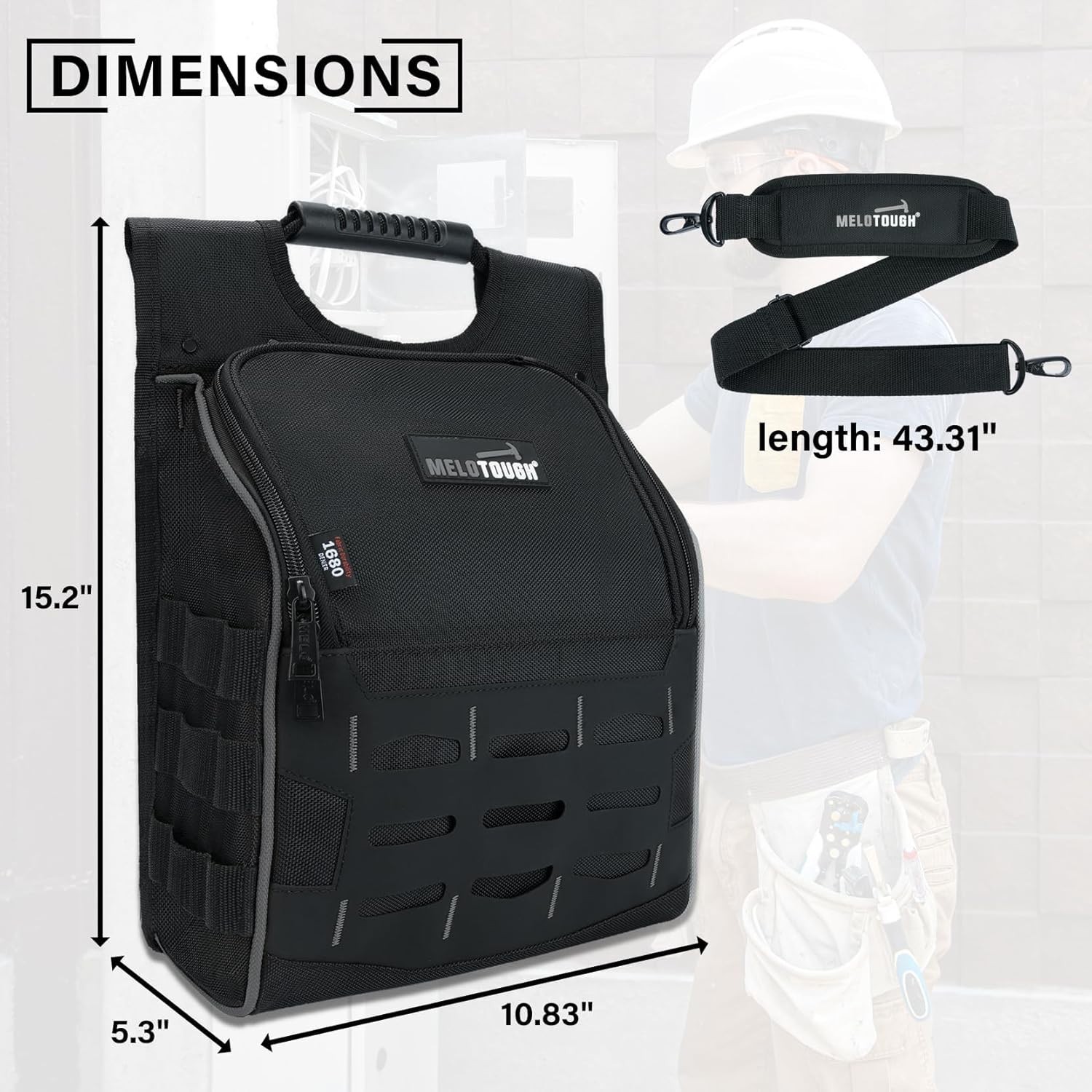 Versatile Tool Pouch for Electricians with Detachable Strap and 3 Compartments