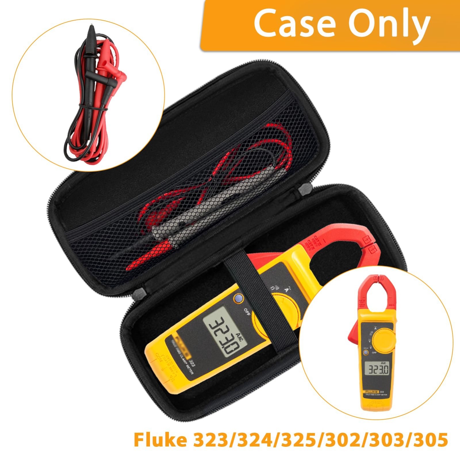Hard Tool Carrying Case for Fluke Clamp Multimeter 323 324 325 303 305 – Case On
