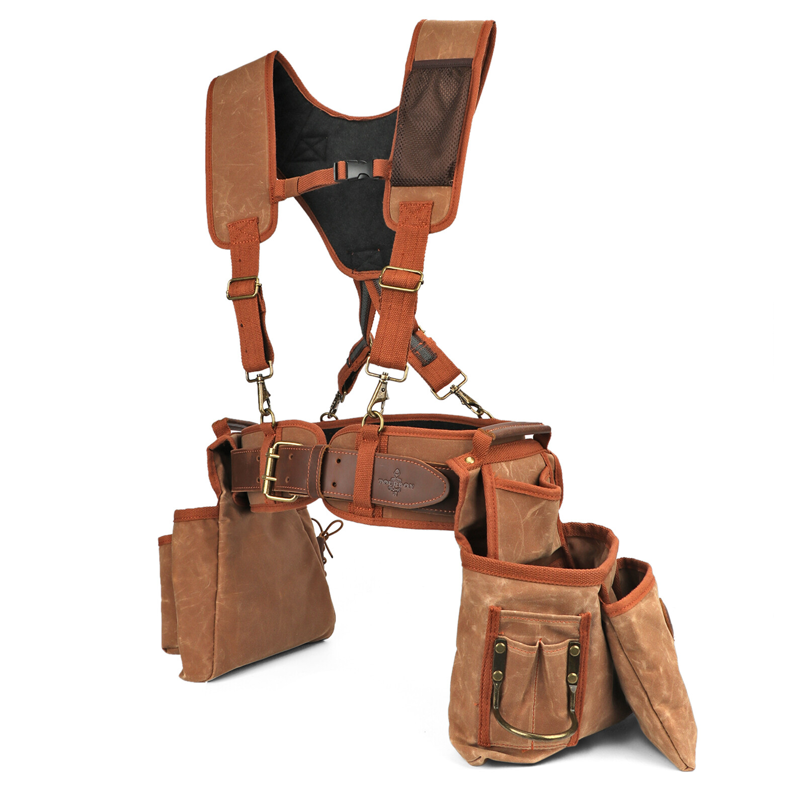 Tourbon Wax Canvas Tool Belt Suspenders Pouch Drill Rig Carpenter Framers Vest