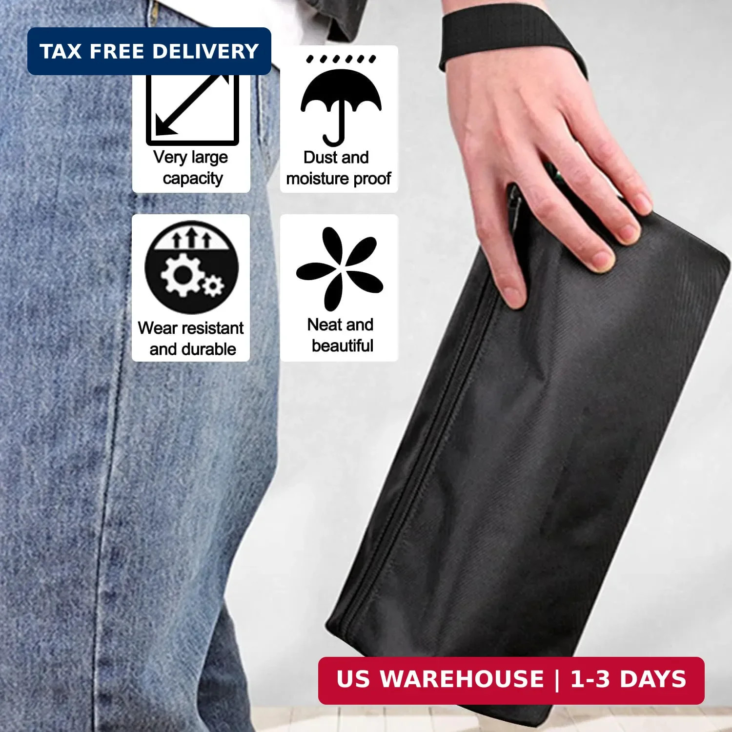 5 Pack Canvas Tool Pouch of Two Sizes, Tool Pouches with Zipper, Multipurpose Zi