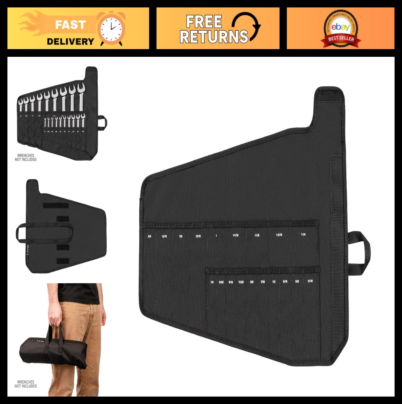 19-Piece Combination Wrench Set with Pouch | 1/4″ to 1-1/4″ | USA-Made Tools