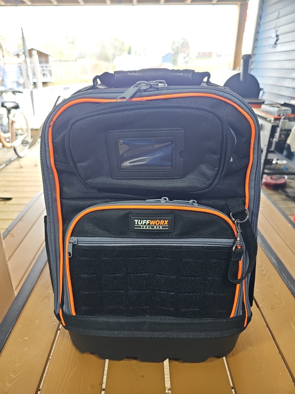 Tuffworx TW012 Heavy Duty Tool Backpack Bag Storage Black Orange Molle Tough