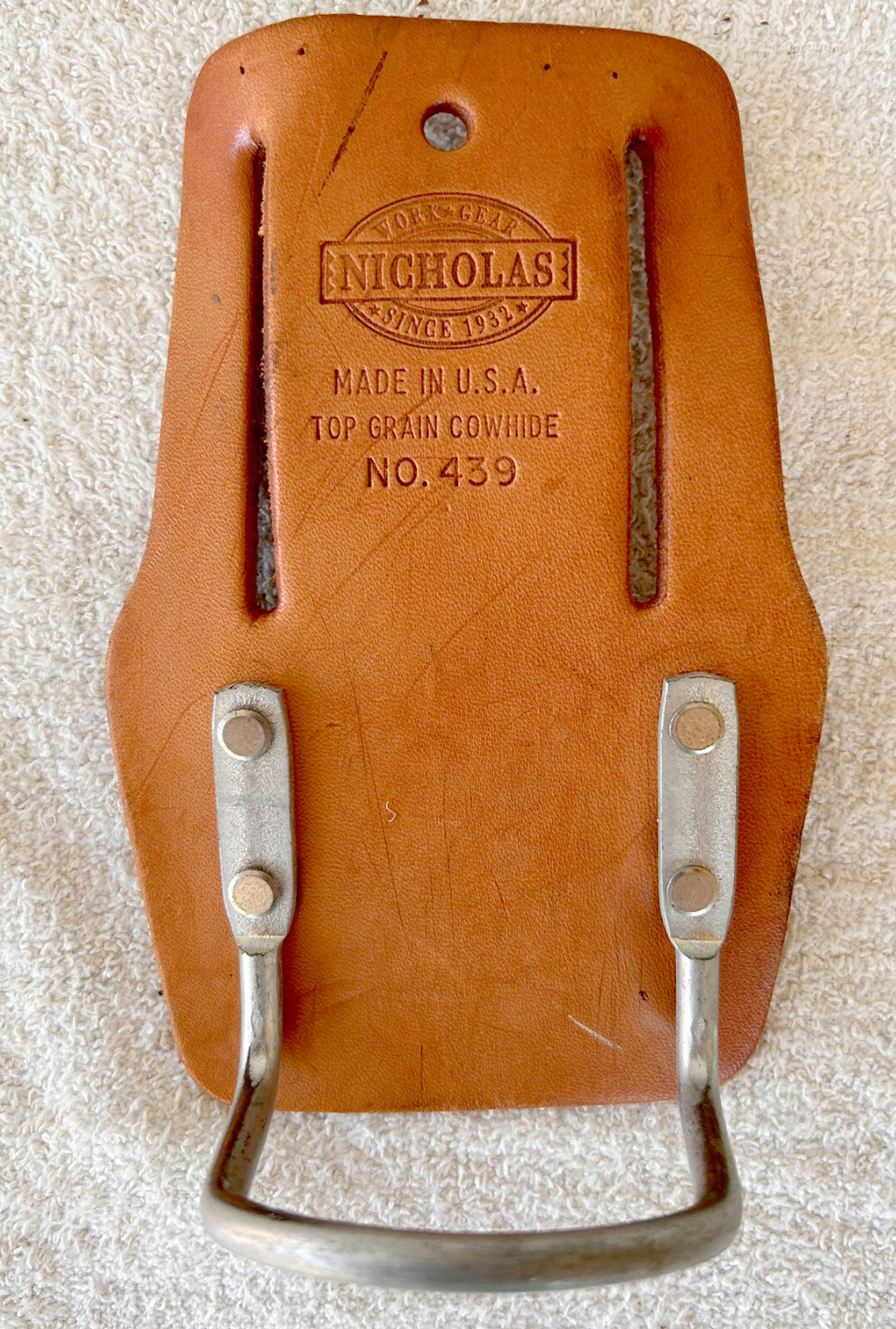 Vintage Nicholas No. 439 Hammer Holster for Tool Work Belt Top Grain Cowhide USA