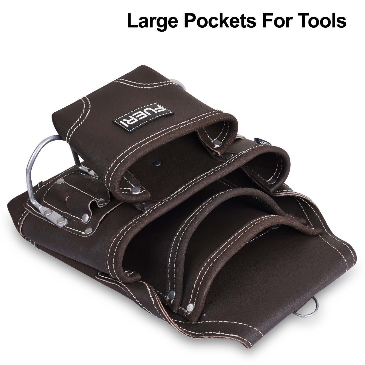 Oil Tanned Leather Tool Pouch for Carpenters 10 pockets Electricians Belt bag