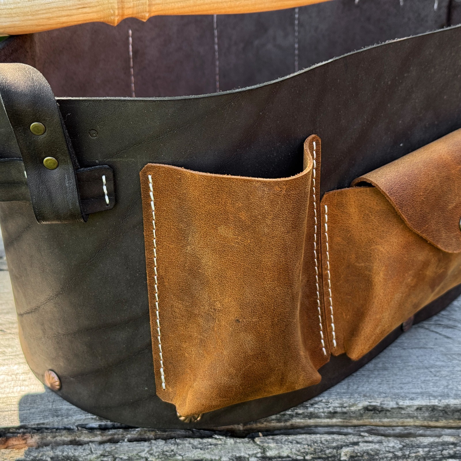 Genuine Leather Tool Organizer, Carry Bag for Woodworking and Garage Tools