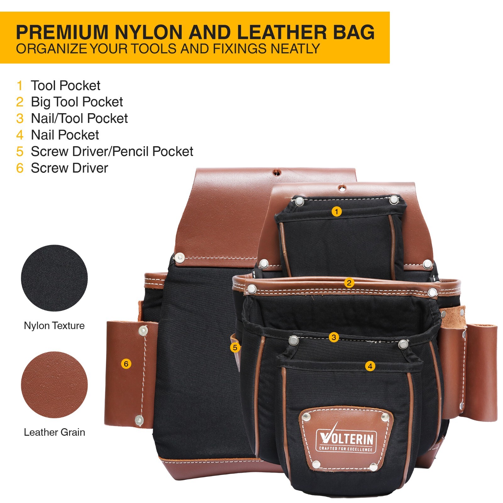 Leather And Nylon Tool Belts For Men Framer’s Carpenter Electrician Leather Belt