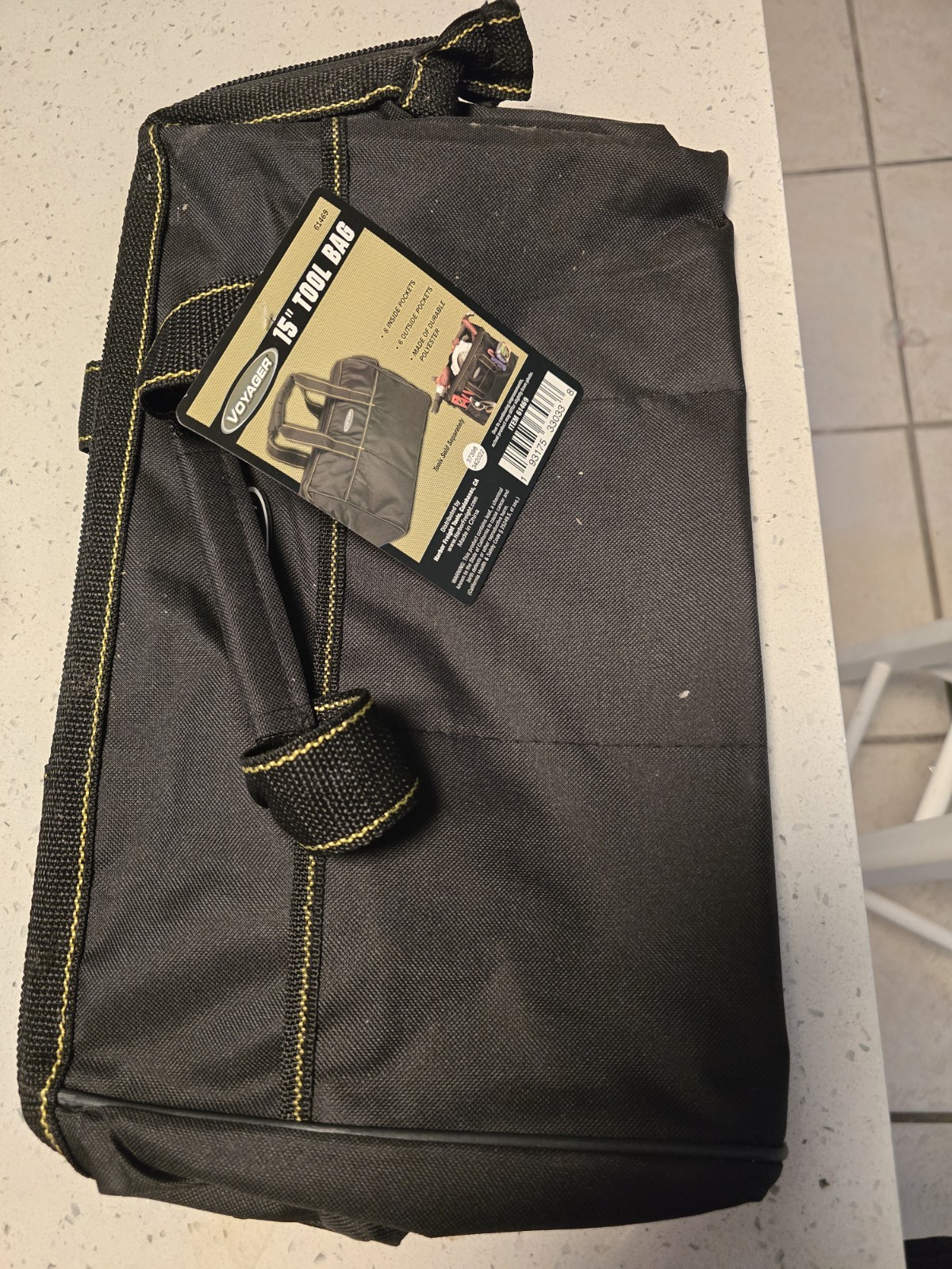 Voyager 15” Tool Bag 14 Pockets Portable Black Polyester Zipper New /NWT
