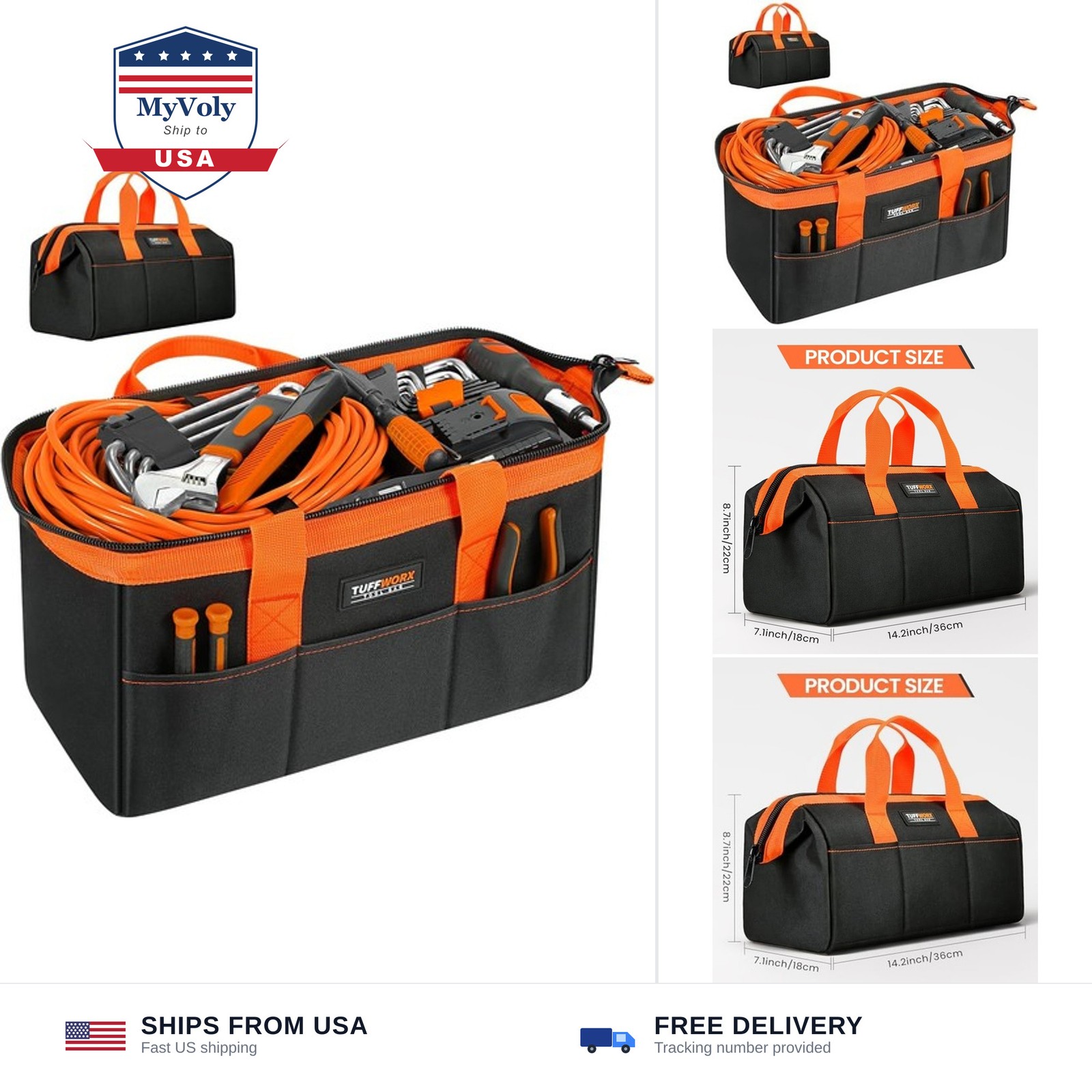 Heavy Duty Zipper Carrying Tool Bag 12 Pockets | 14.2x 7.1x 8.7 inch, Big Sto…