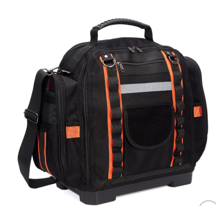 Large Rolling Tool Backpack with Wheels Multi-Pocket Tool Storage Bag