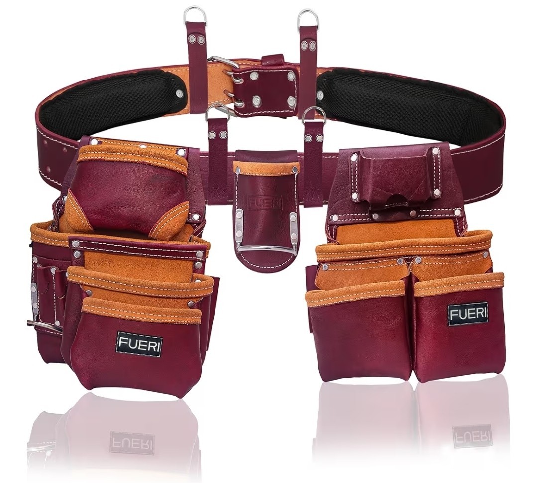 Heavy Duty 11 Pocket Carpenter Leather Tool Belt Set | Combo Multipurpose…