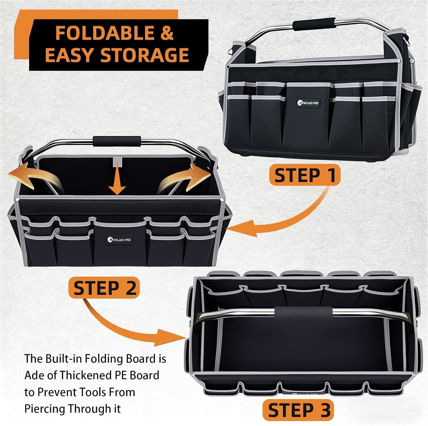 Versatile 20in Heavy Duty Tool Organizer with Adjustable Strap & Padded Handle