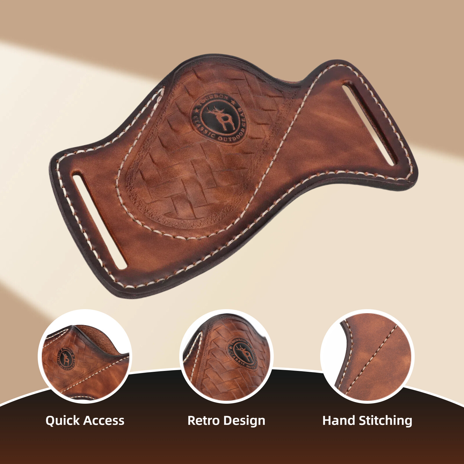 TOURBON Leather Sheath for Camping Knife – Belt Holster Pouch for EDC Pocket