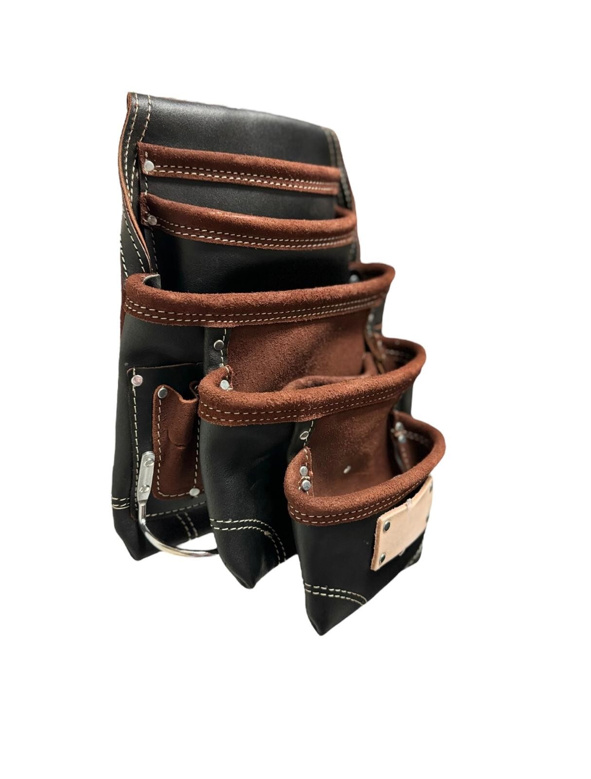 Big Extra Pocket Leather Tool Pouch Bag 2 Sided Hammer Holders