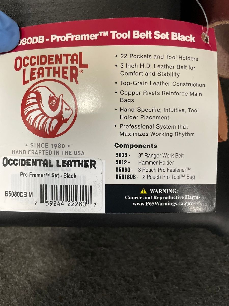 OCCIDENTAL LEATHER B5080DB Size M Pro Framer Set Tool Belt – Black
