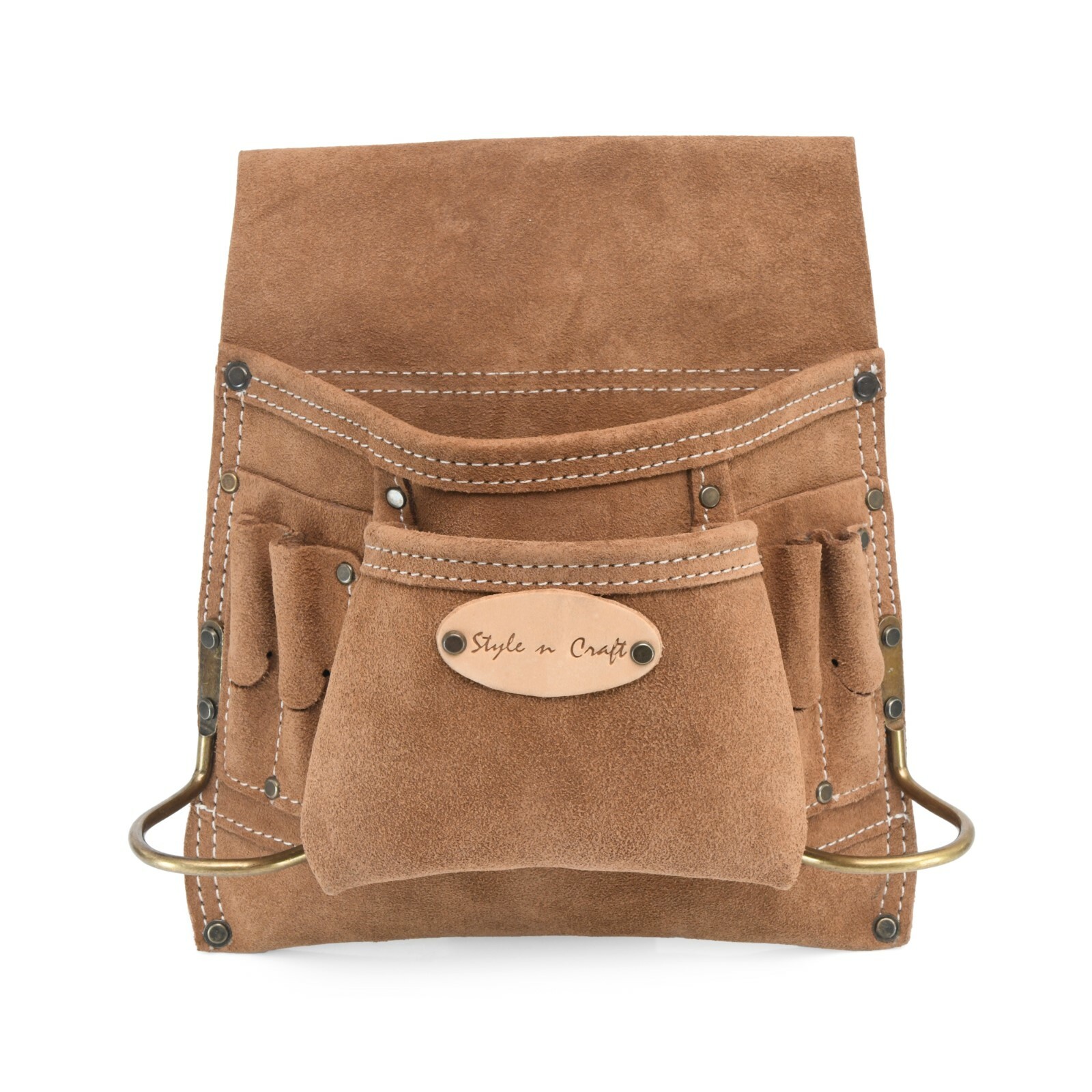 Style n Craft 88823 – 8 Pocket Carpenter’s Nail & Tool Pouch in Suede Leather