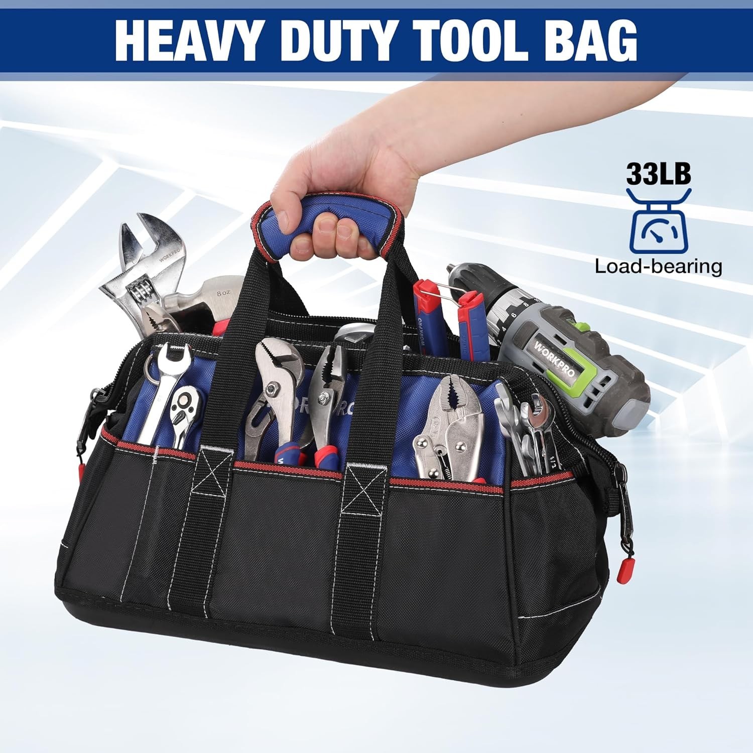 Versatile 16-Inch Heavy-Duty Tool Bag with Adjustable Strap & Comfort Handle