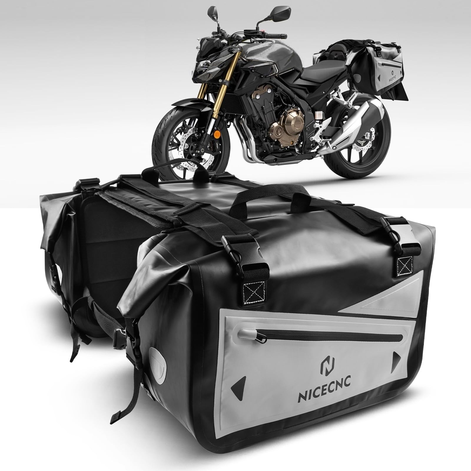 Motorcycle Saddlebags Waterproof 55L, Reinforced Shape Wear-Resistant Bottom …