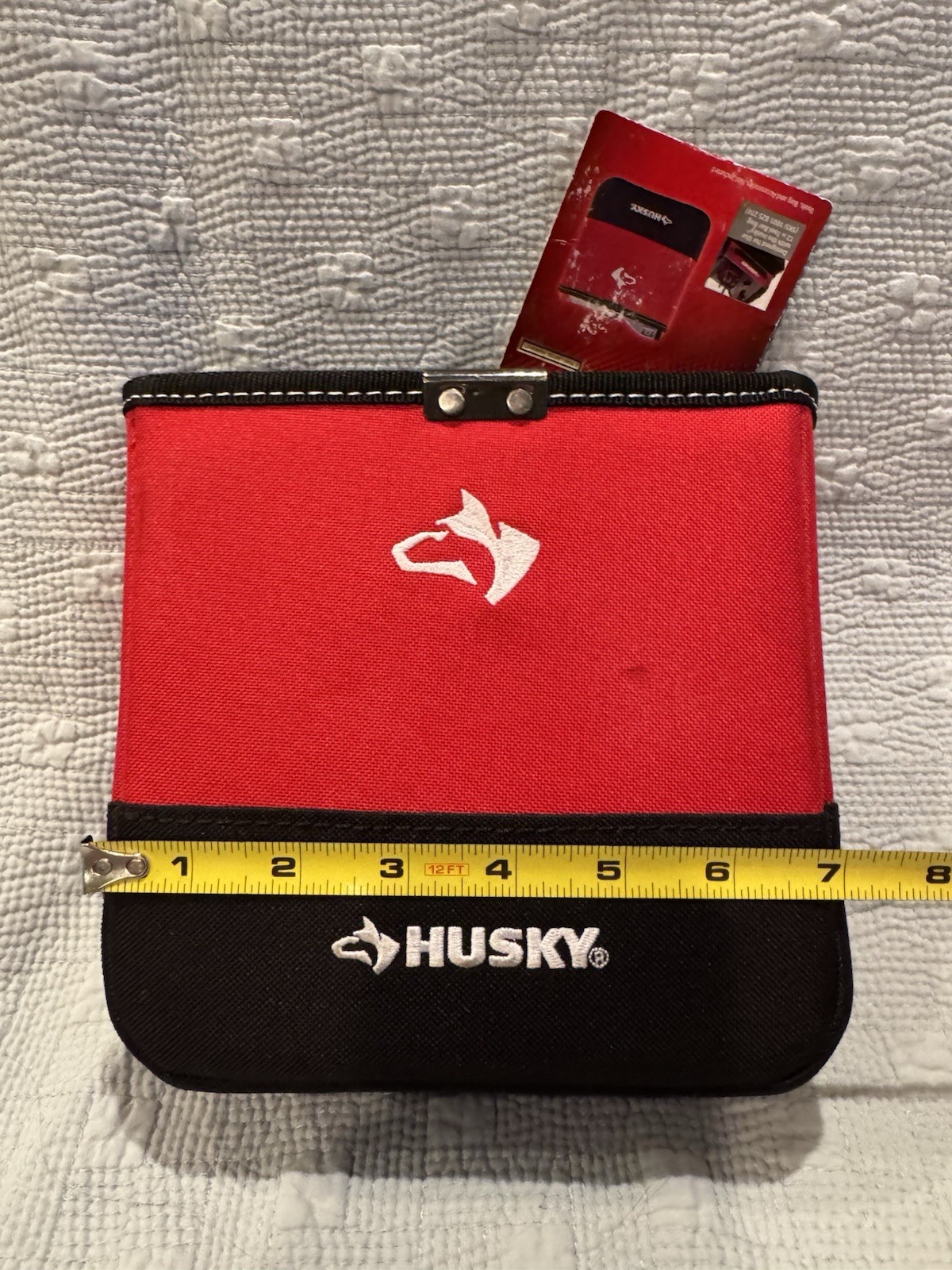 HUSKY LOT Tool Caddy Bag & Pouch SET Multiple Pockets Open Top Black Red Canvas
