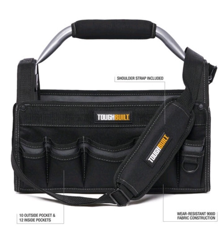 TWO PACK ToughBuilt® 15″ Builder’s Tool Tote With Carry Strap – NEW