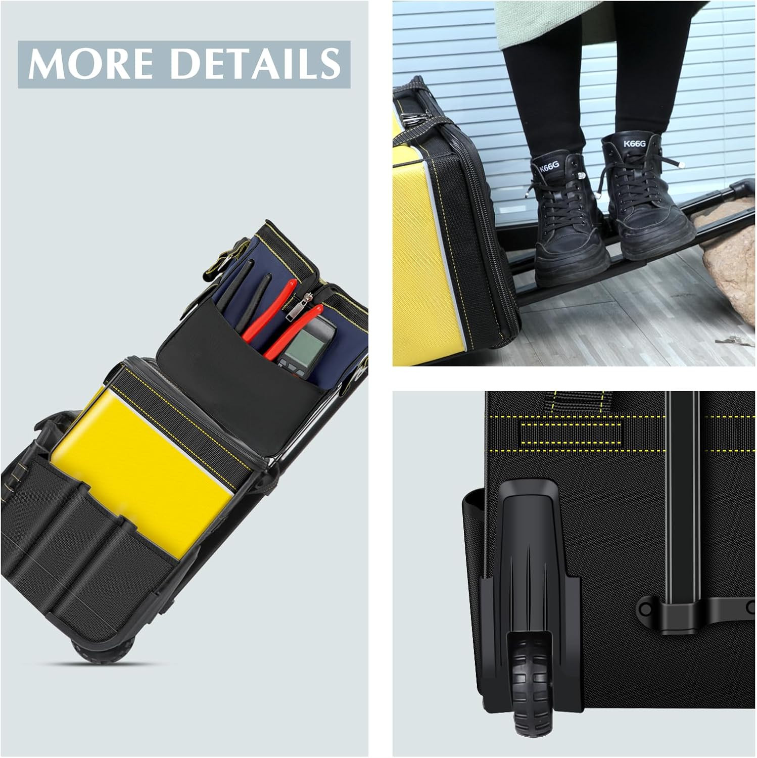 21″Rolling Tool Bag with Wheels,1680D Waterproof Rolling Tool Tote Bag with Tele