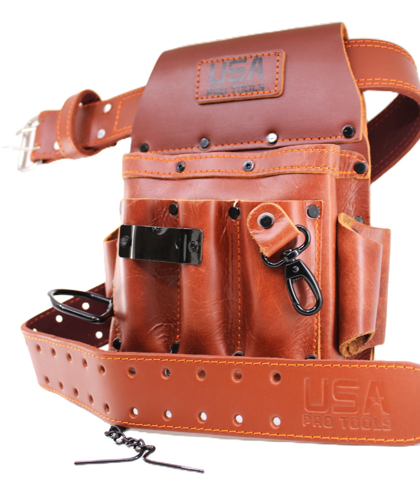 USA PRO TOOLS Top Grain Leather Electrician Tool Pouch & Belt