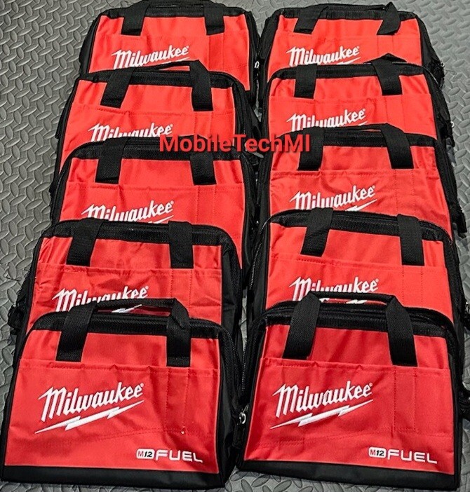 10x New Milwaukee Fuel M12 13″ Heavy Duty Contractors Tool Bag 13″ x 9″ x 10″