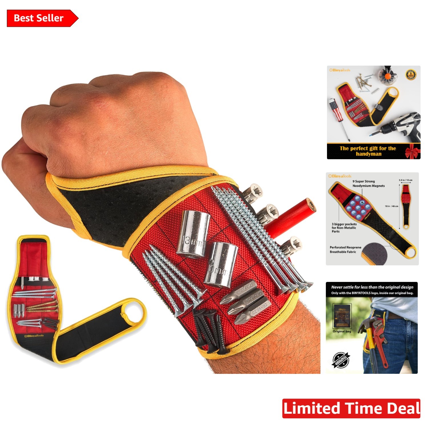 Innovative Neoprene Magnetic Wristband with Pockets – Handyman’s Essential