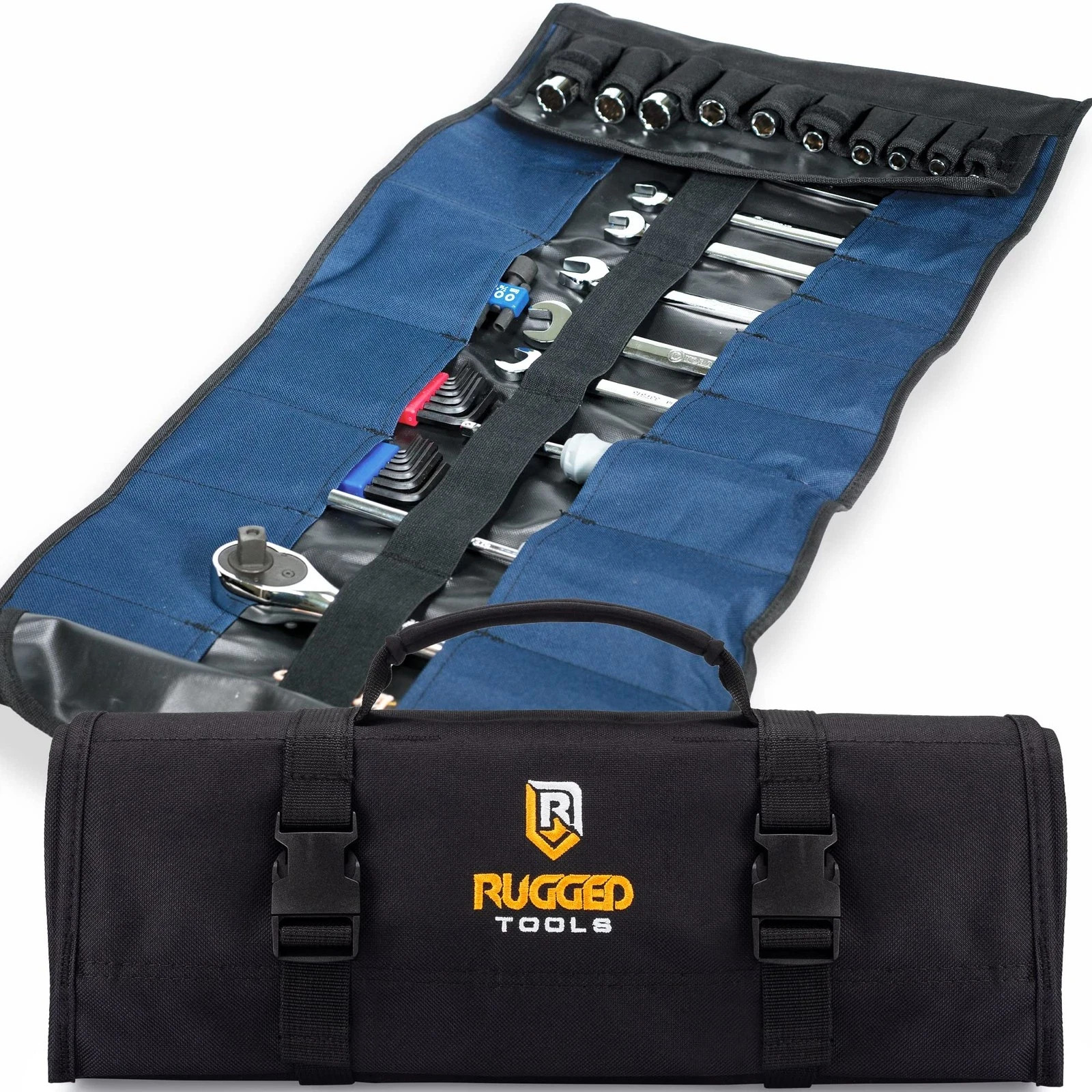 32 Pocket Tool Roll Organizer Wrench Socket Pouch Roll Up Storage Bag Rugged
