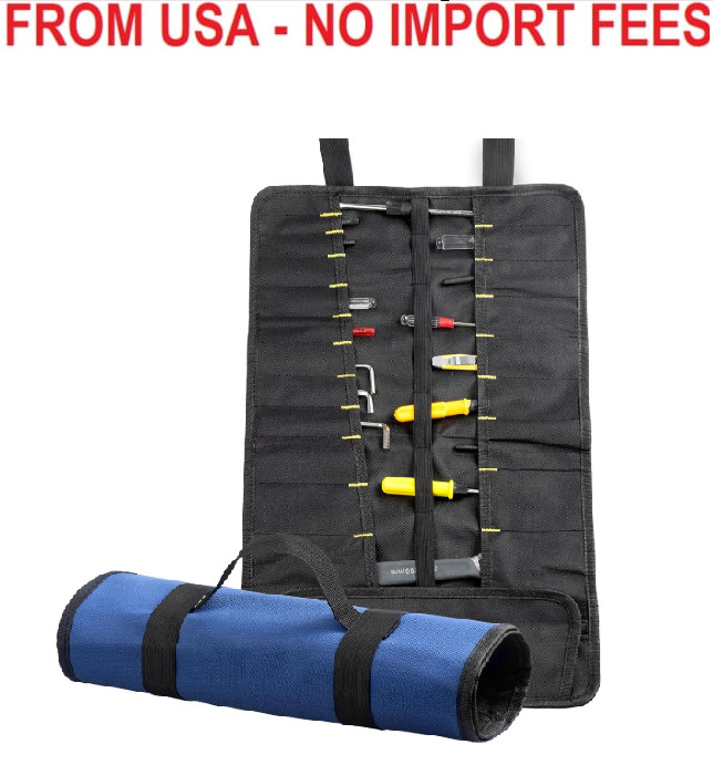 22 pocket Tool Bag Canvas Wrench Roll Up Pouch/Screwdriver Pliers Roller Compart