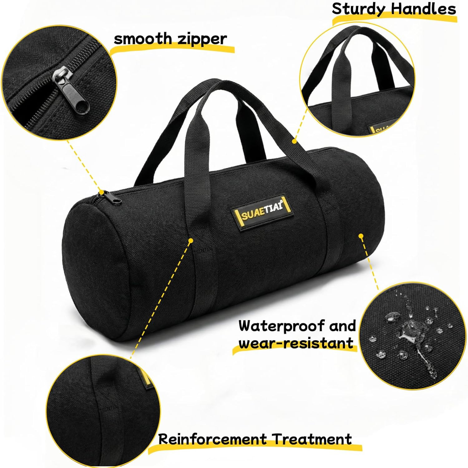 14 Inch Small Tool Bags for Men, Wide Mouth Zipper Tool Storage Bag, Large
