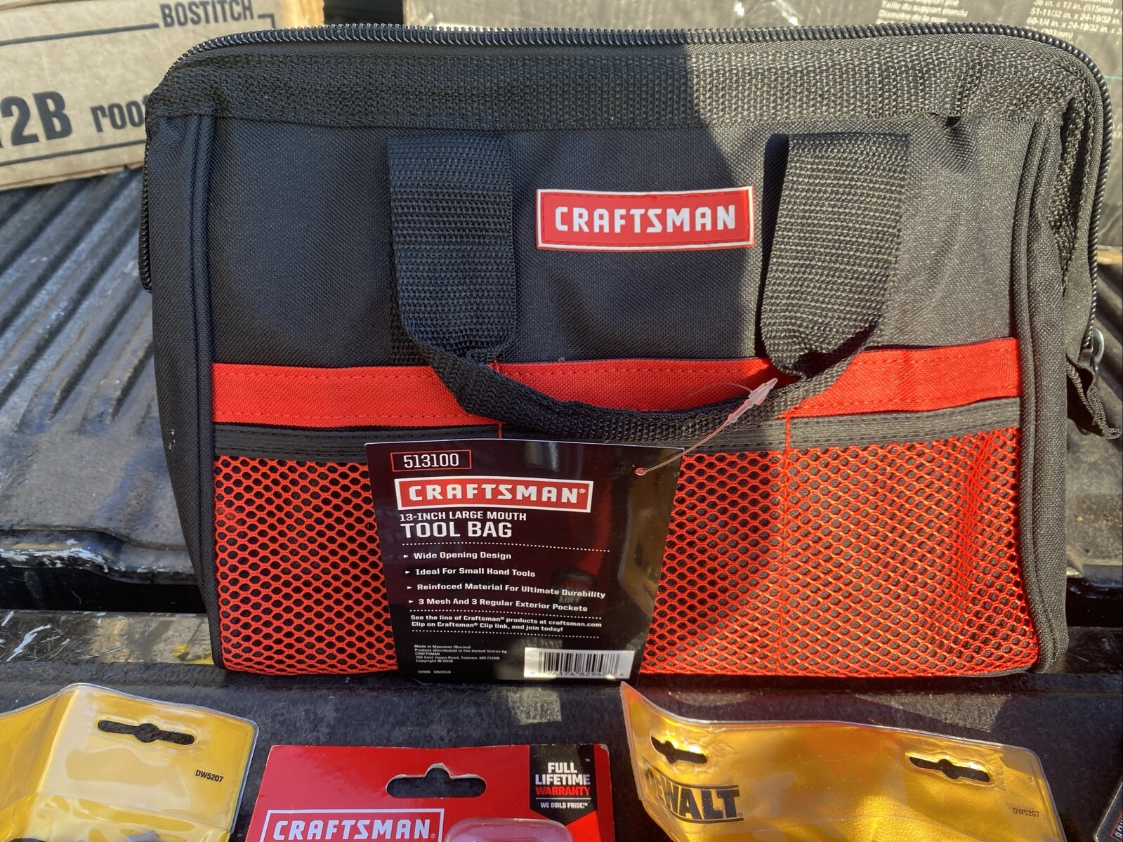 Craftsman 13 in W X 9.75 in H Wide Mouth Tool Bag 6 Pocket Black/Red Extra Tools
