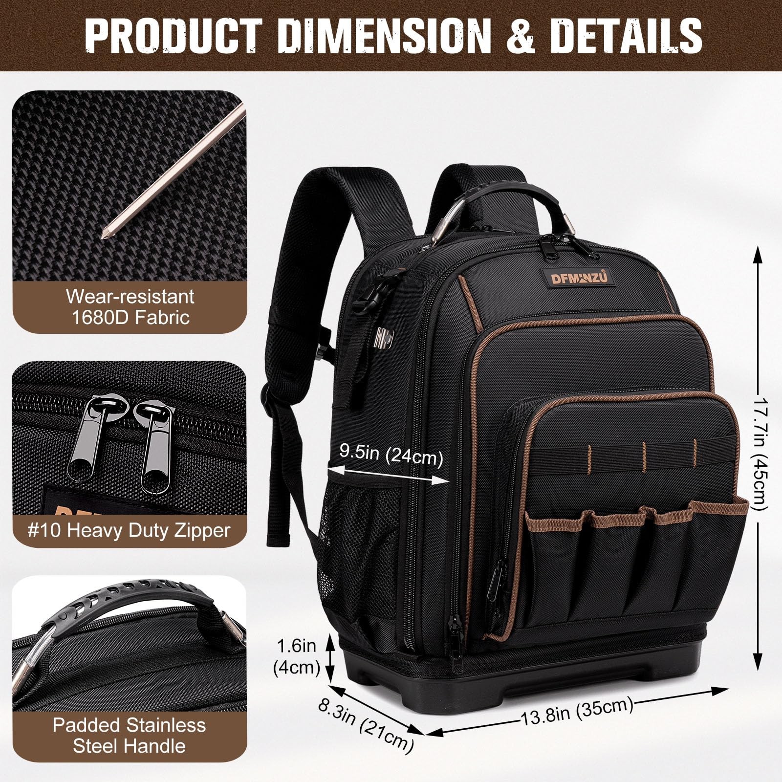 Tool Backpack Heavy Duty, Tool Bag Backpack with Laptop Compartment & Molded …