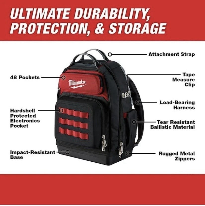 Milwaukee Tool 48-22-8201 Ultimate Jobsite Backpack New Backpack Only