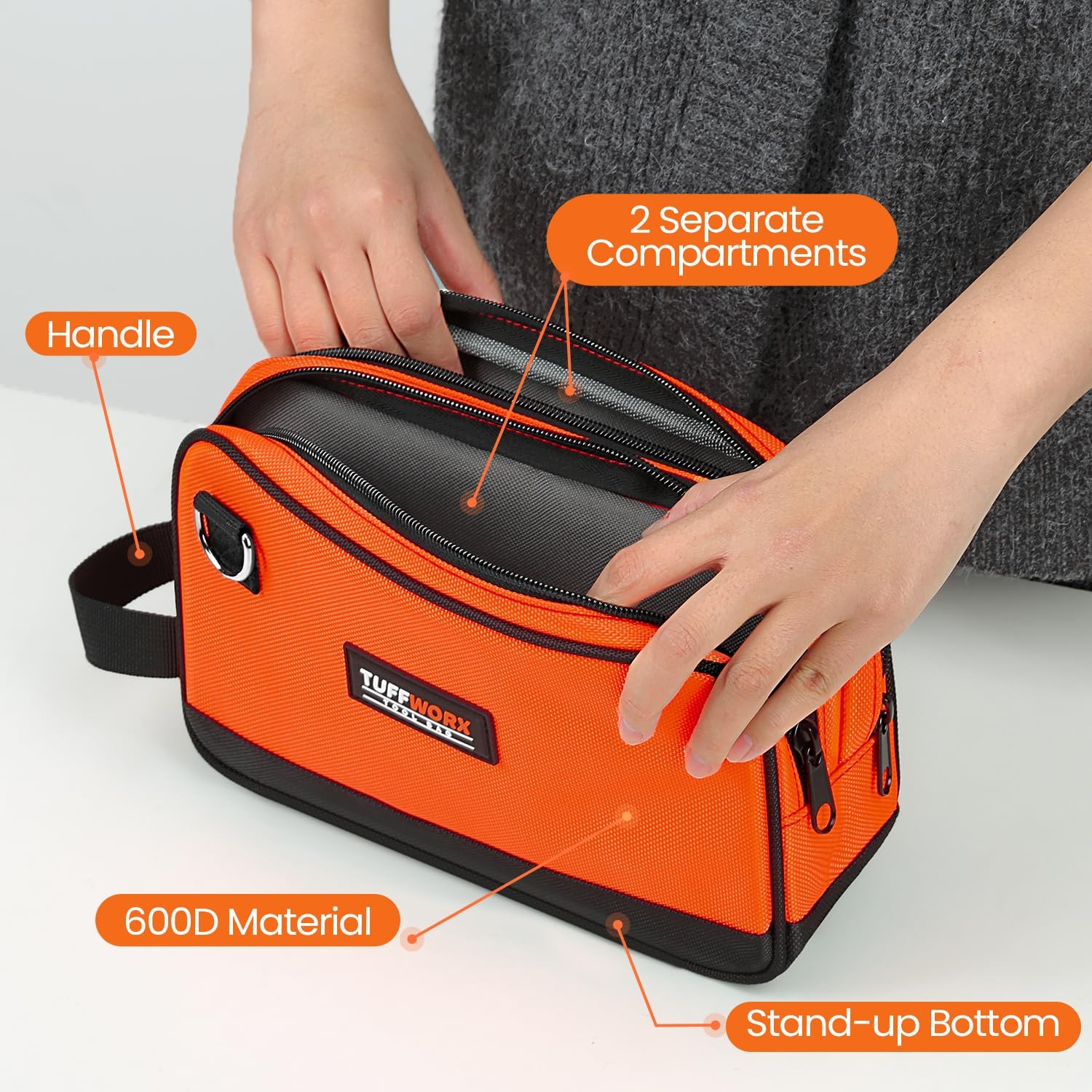 Tool Bag, 12″ Small Tool Pouch Waterproof 600D Dual Compartments Tool Organiz…